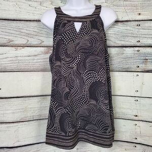 Cato Women’s Navy White Dot Print Sleeveless Blouse Top L